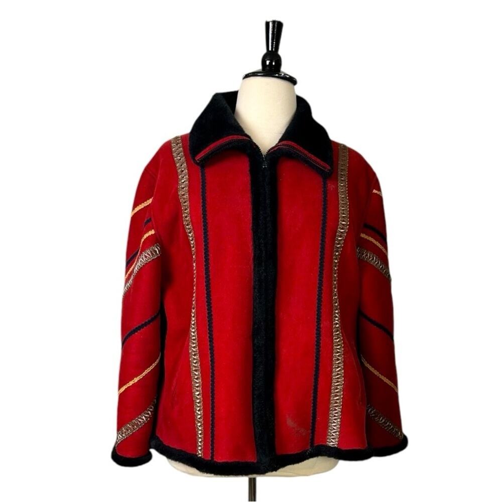 Tally Ho Winter Coat Faux Suede Fur Lined Heavy Black Orange Women’s Size XL